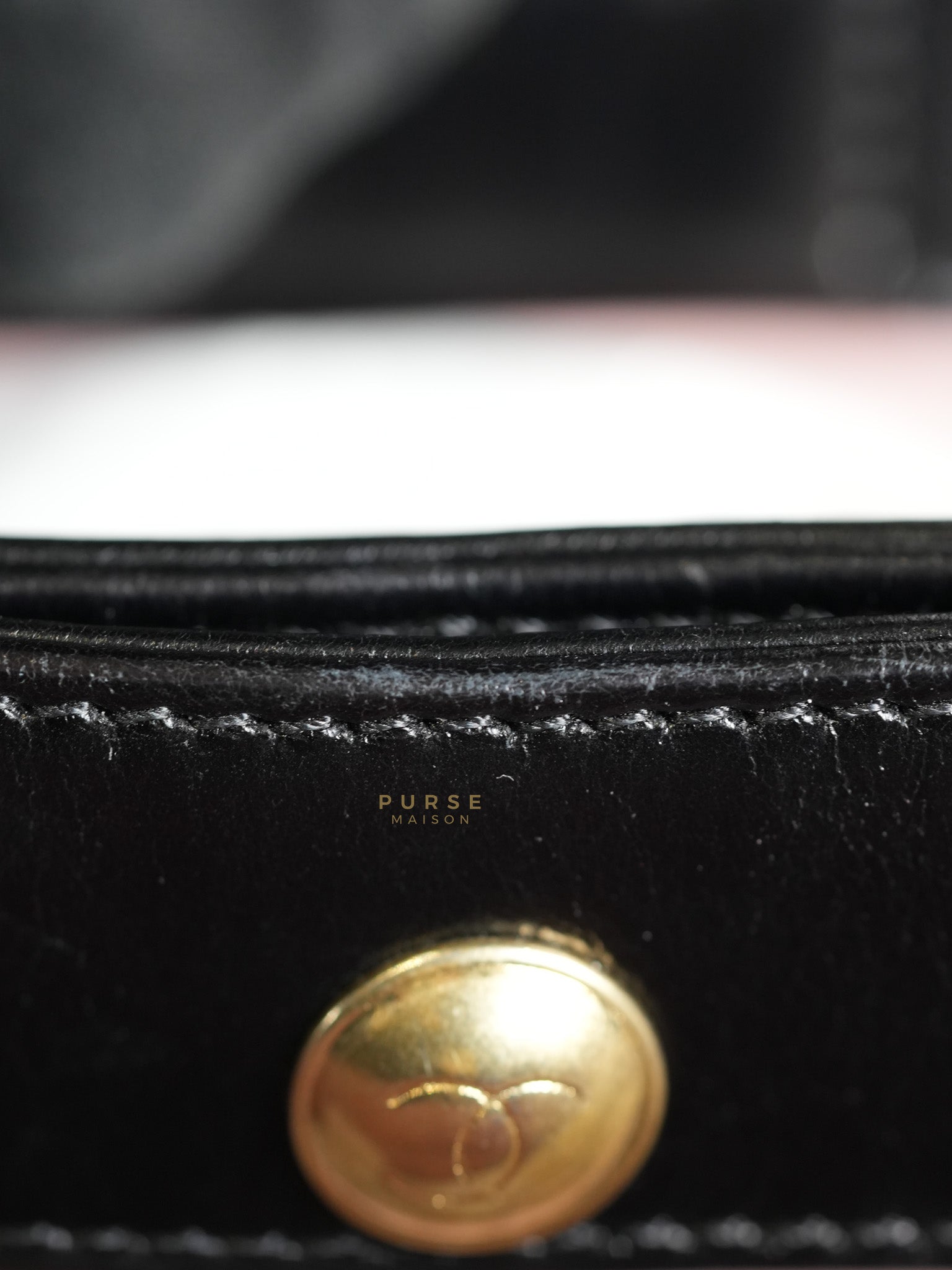 Straight Lined Shopper 2way Bag in Black Leather & Aged Gold Hardware Series 23 | Purse Maison Luxury Bags Shop