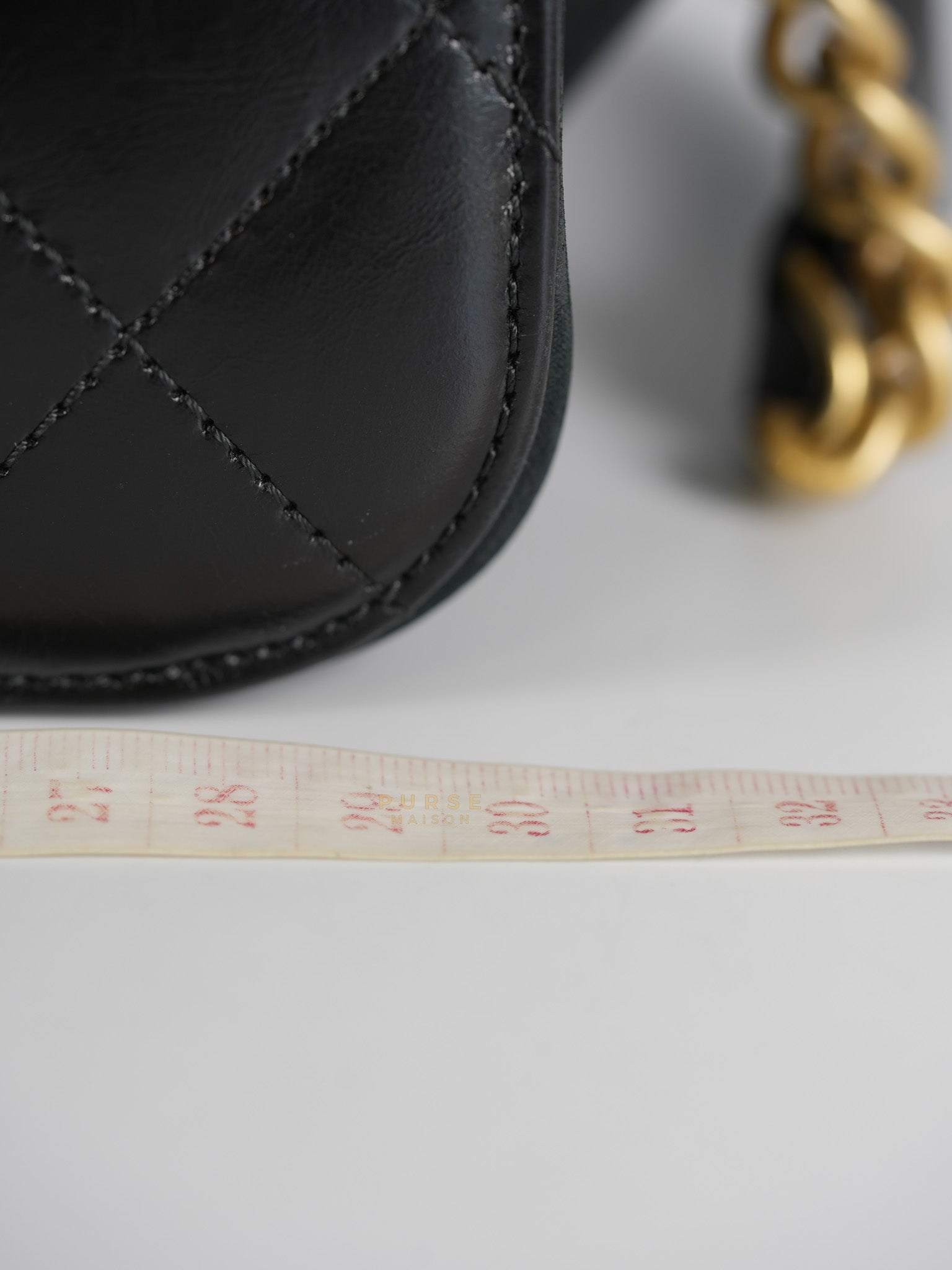 Straight Lined Shopper 2way Bag in Black Leather & Aged Gold Hardware Series 23 | Purse Maison Luxury Bags Shop