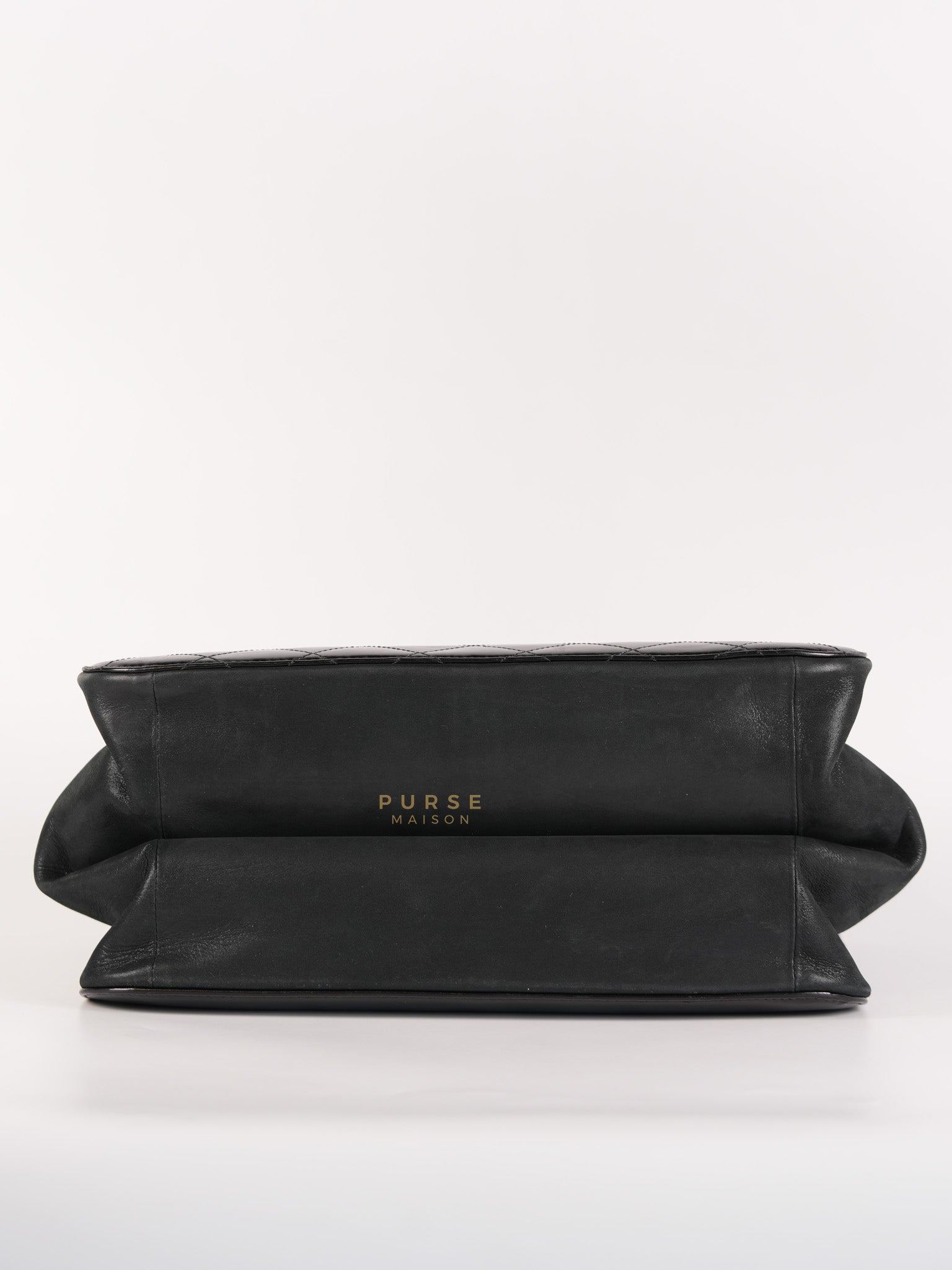 Straight Lined Shopper 2way Bag in Black Leather & Aged Gold Hardware Series 23 | Purse Maison Luxury Bags Shop