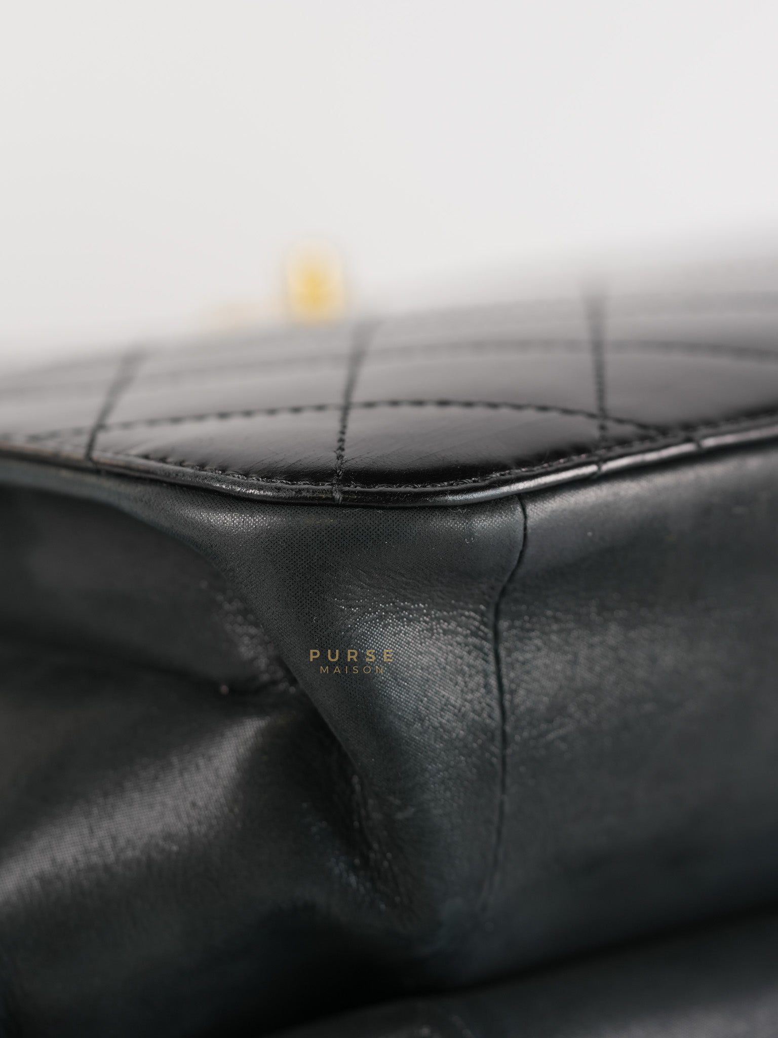 Straight Lined Shopper 2way Bag in Black Leather & Aged Gold Hardware Series 23 | Purse Maison Luxury Bags Shop