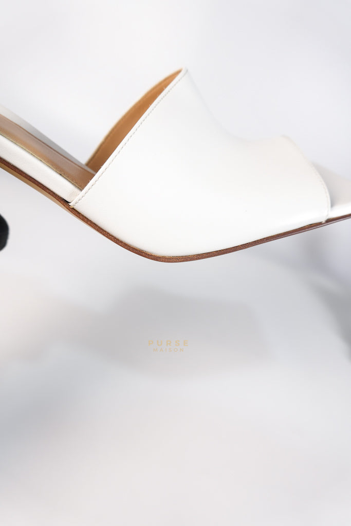 Stretch Mule Sandals White in Lambskin Leather Size 39 EU (24.5 cm) | Purse Maison Luxury Bags Shop