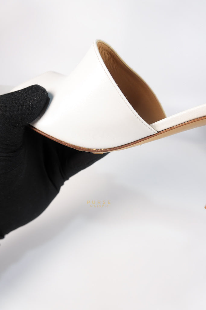 Stretch Mule Sandals White in Lambskin Leather Size 39 EU (24.5 cm) | Purse Maison Luxury Bags Shop