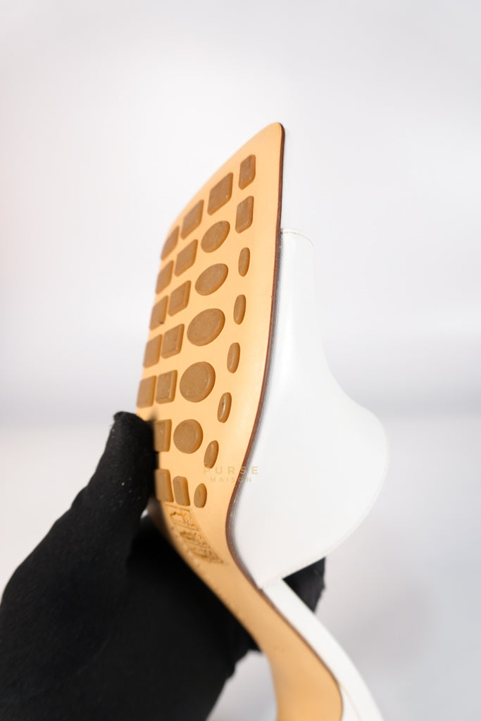 Stretch Mule Sandals White in Lambskin Leather Size 39 EU (24.5 cm) | Purse Maison Luxury Bags Shop