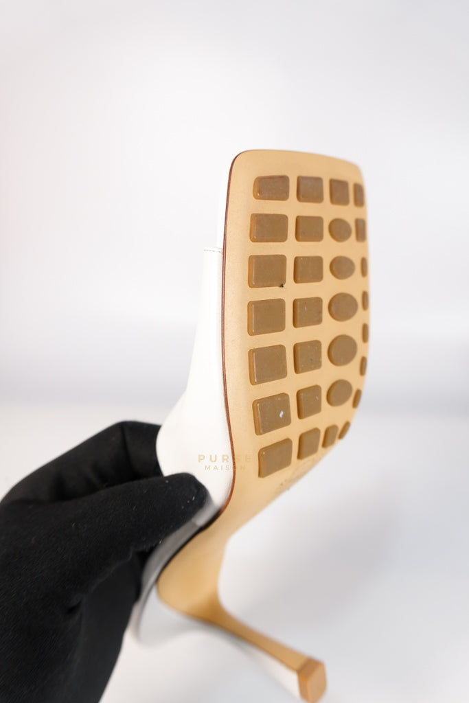 Stretch Mule Sandals White in Lambskin Leather Size 39 EU (24.5 cm) | Purse Maison Luxury Bags Shop