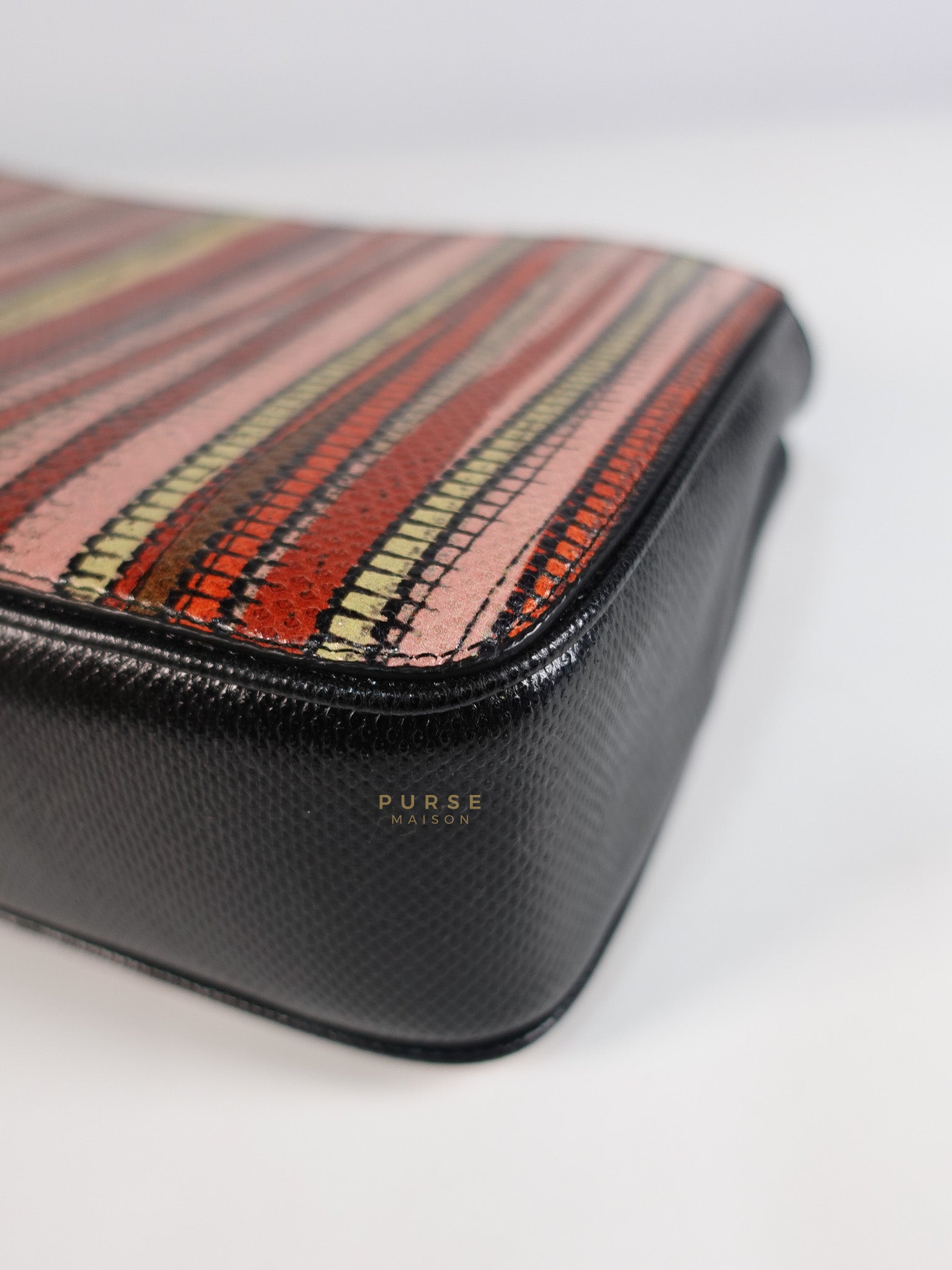 Stripe Flap Hand Bag Medium in Multicolor | Purse Maison Luxury Bags Shop