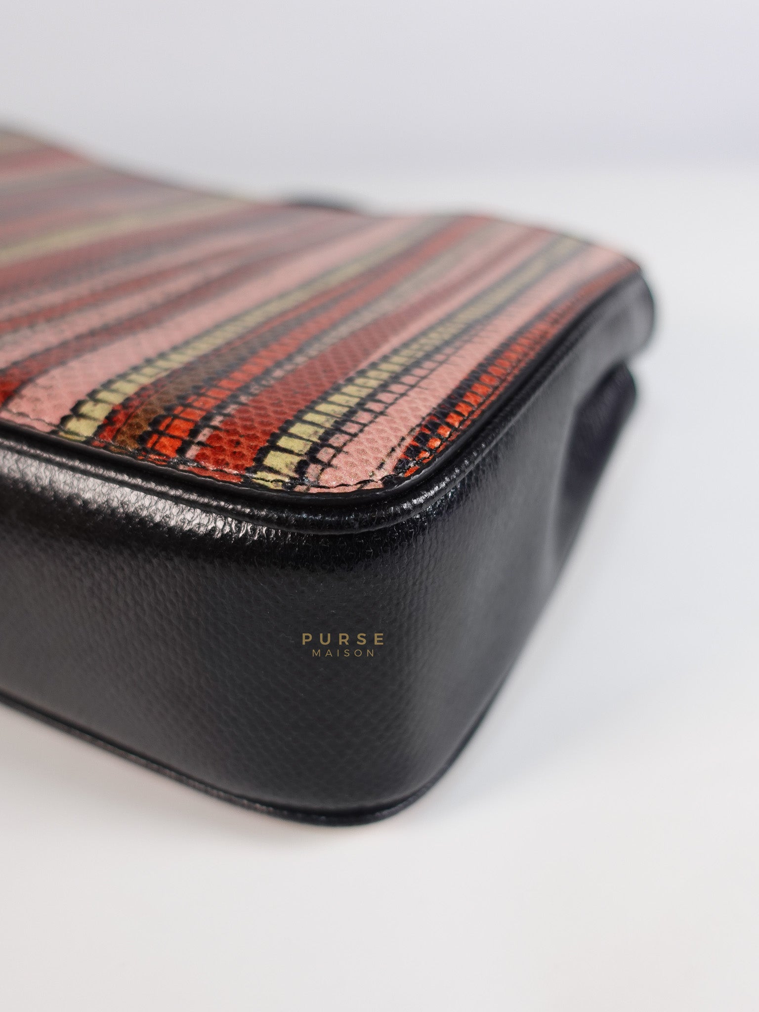 Stripe Flap Hand Bag Medium in Multicolor | Purse Maison Luxury Bags Shop