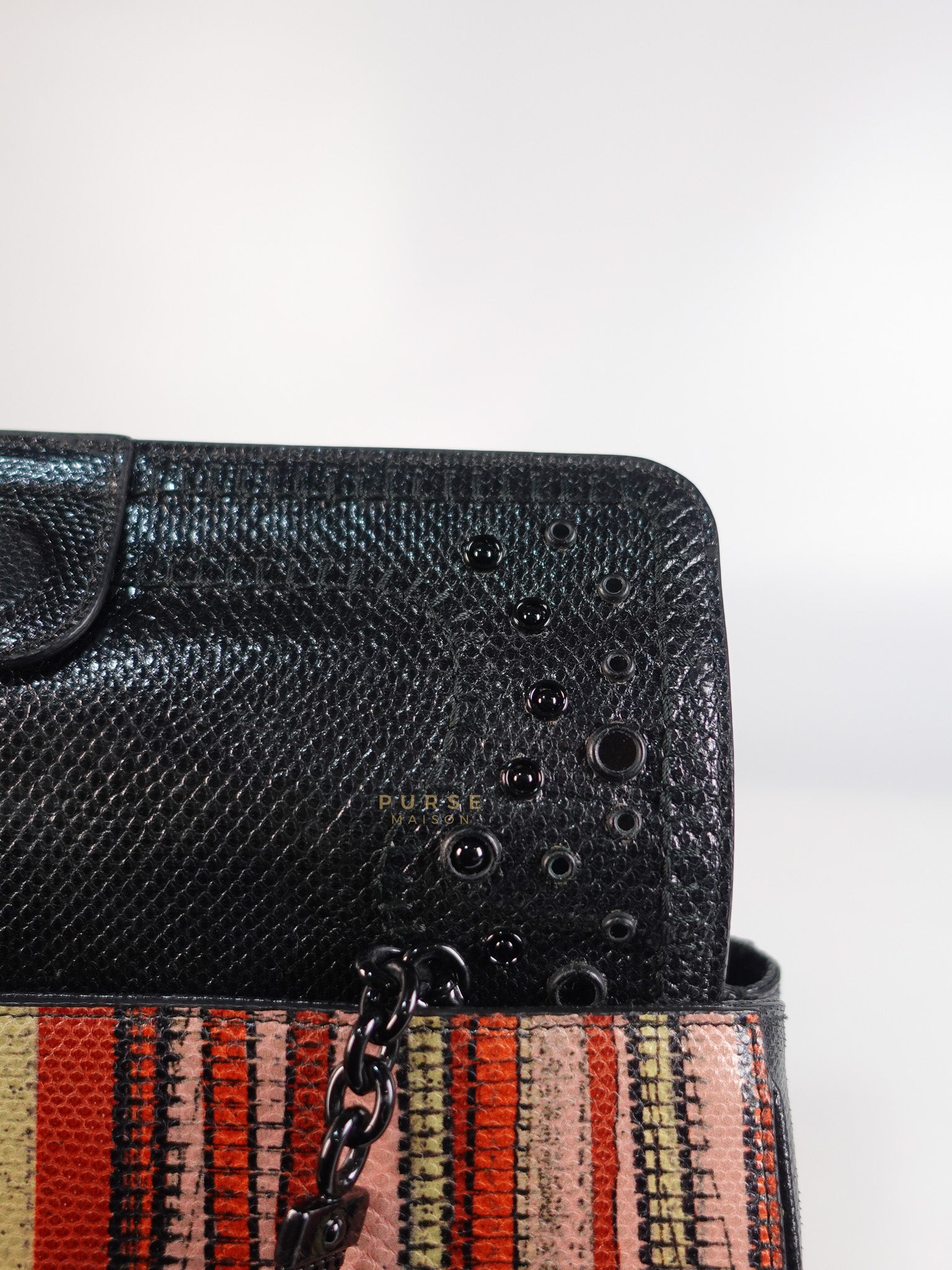 Stripe Flap Hand Bag Medium in Multicolor | Purse Maison Luxury Bags Shop