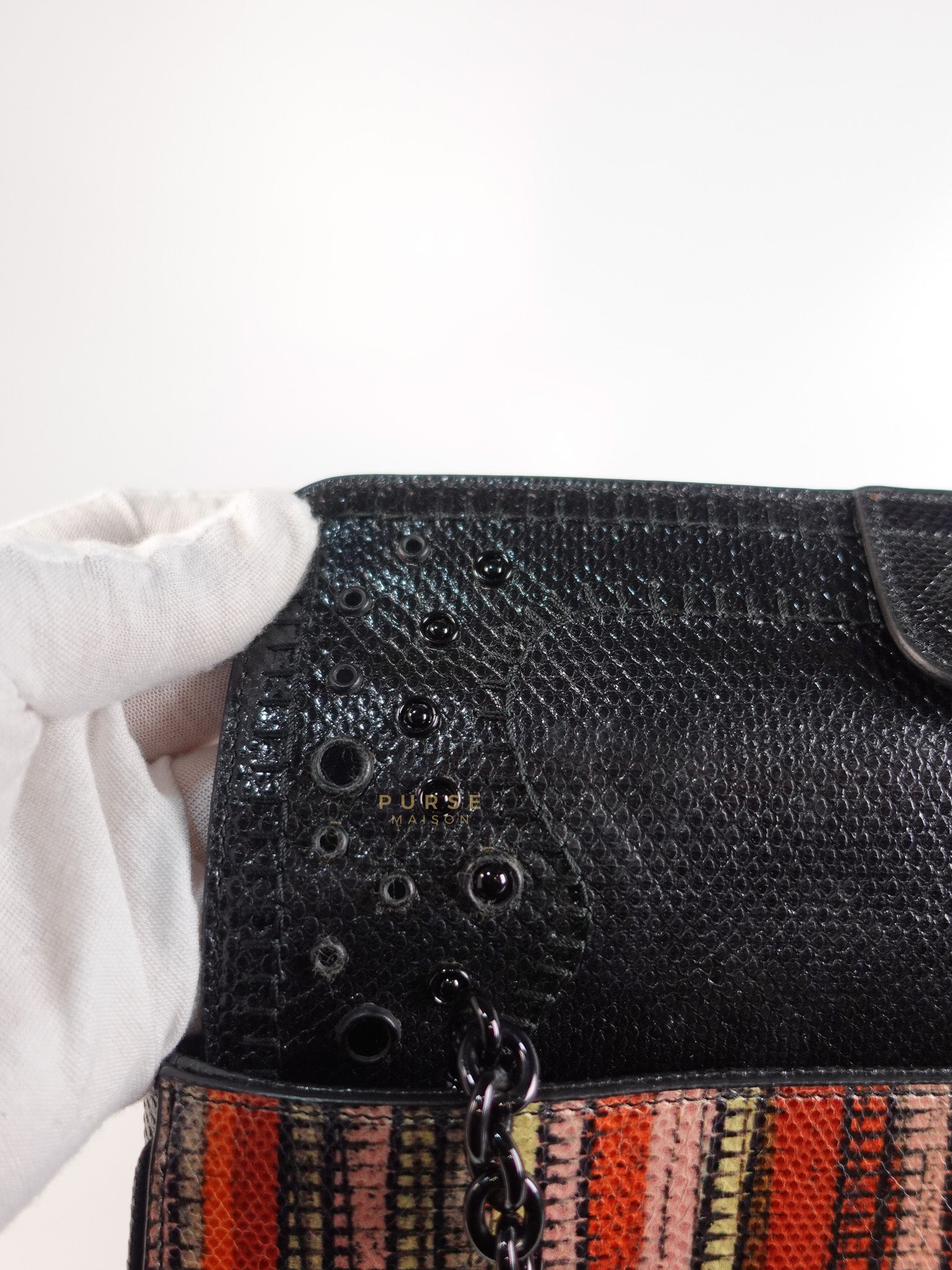 Stripe Flap Hand Bag Medium in Multicolor | Purse Maison Luxury Bags Shop