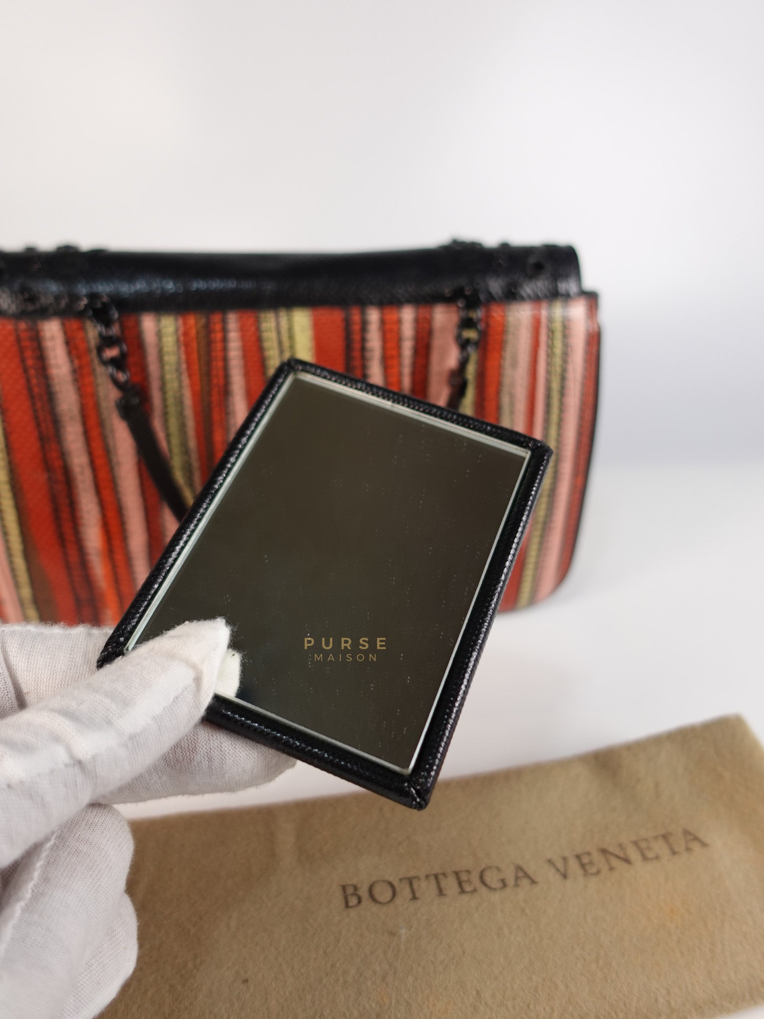 Stripe Flap Hand Bag Medium in Multicolor | Purse Maison Luxury Bags Shop