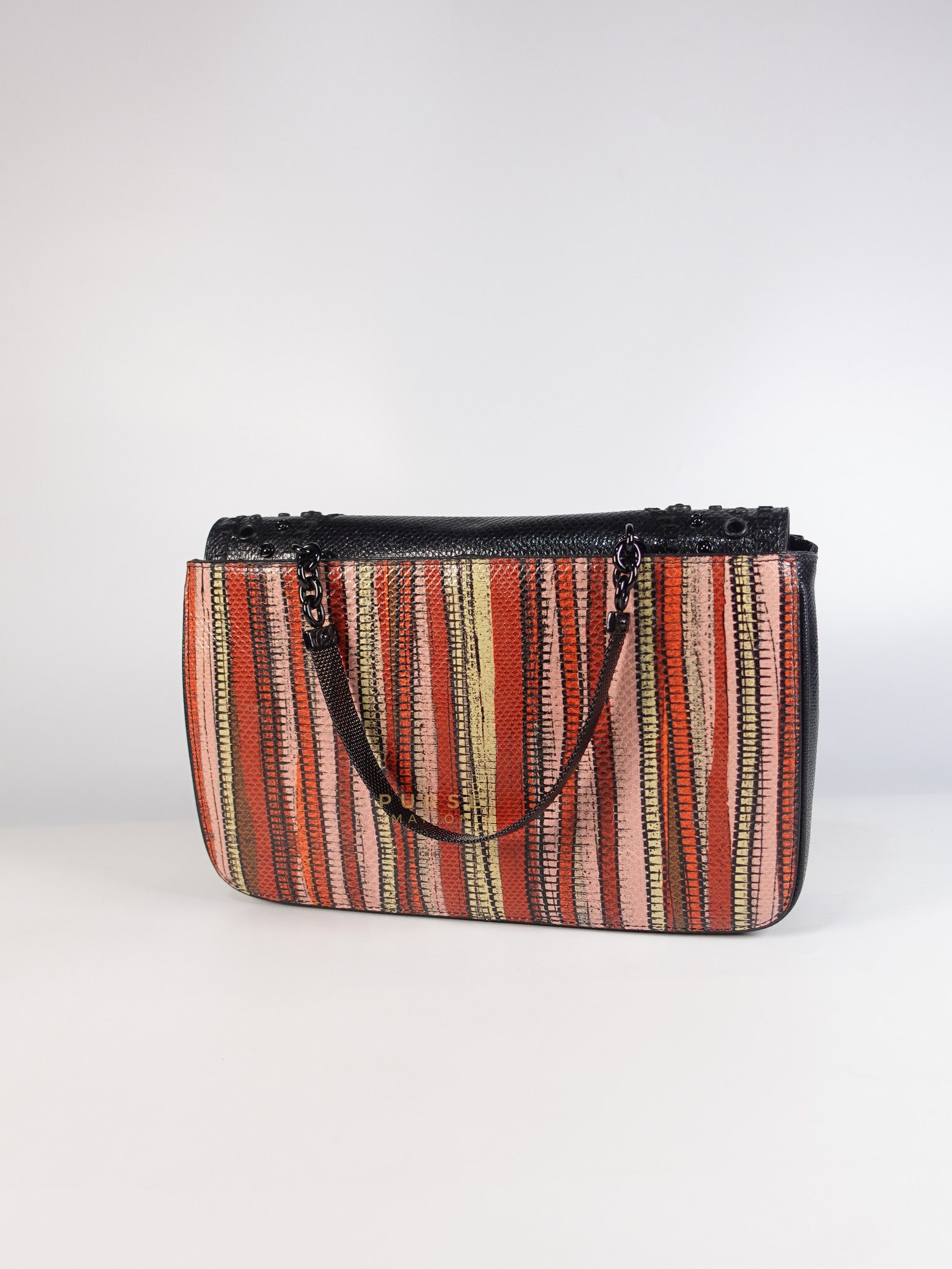 Stripe Flap Hand Bag Medium in Multicolor | Purse Maison Luxury Bags Shop