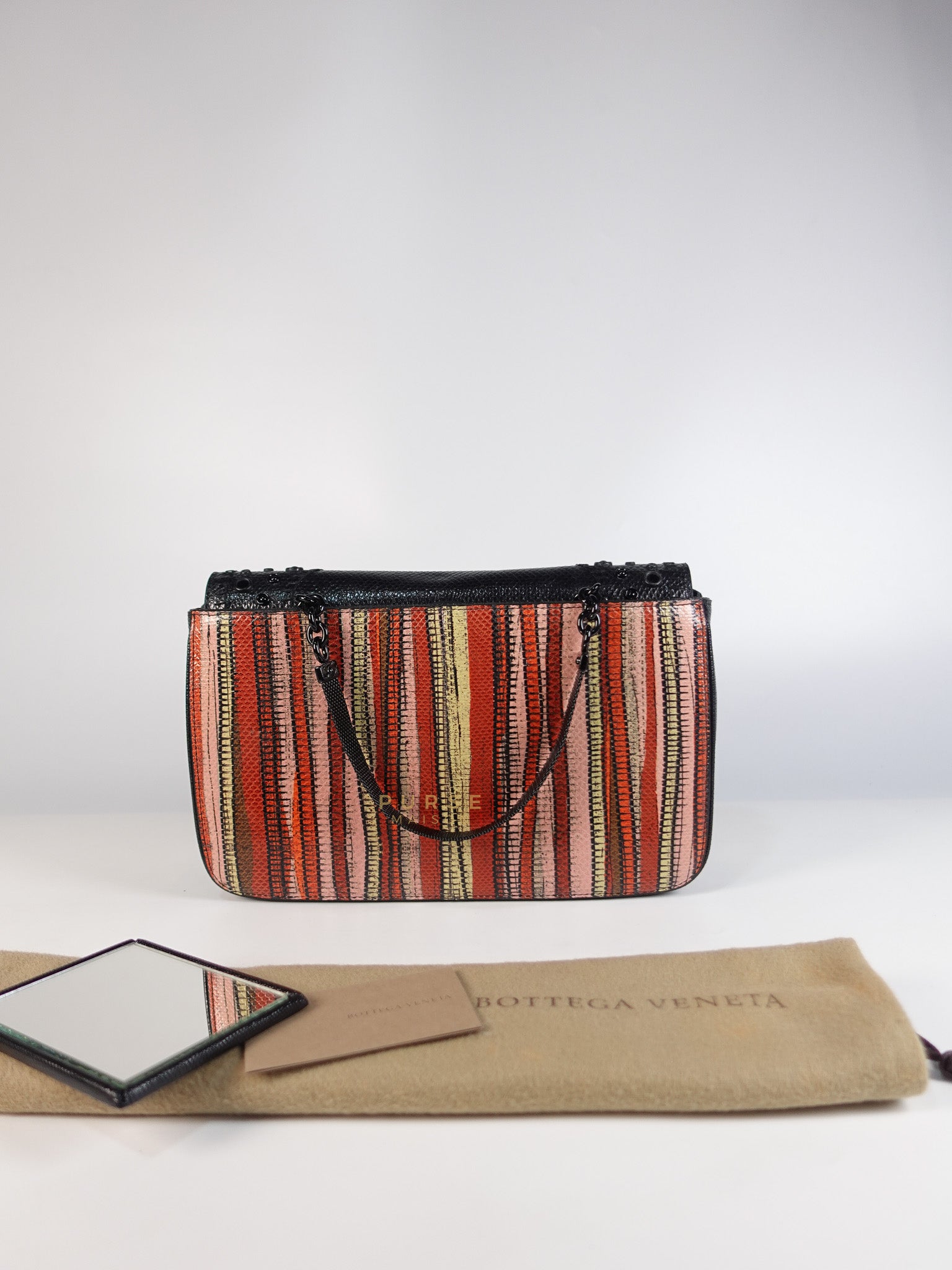 Stripe Flap Hand Bag Medium in Multicolor | Purse Maison Luxury Bags Shop