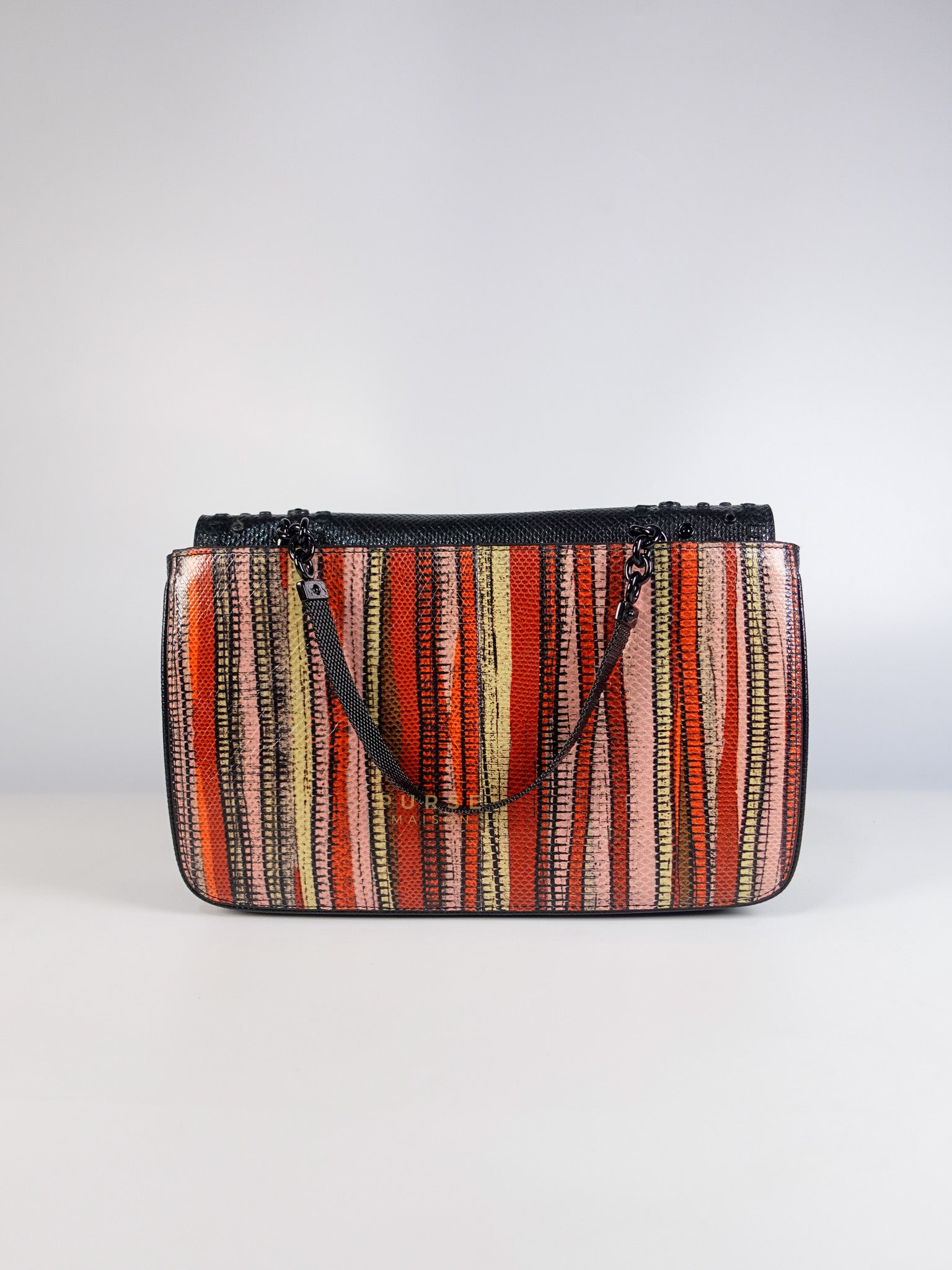 Stripe Flap Hand Bag Medium in Multicolor | Purse Maison Luxury Bags Shop