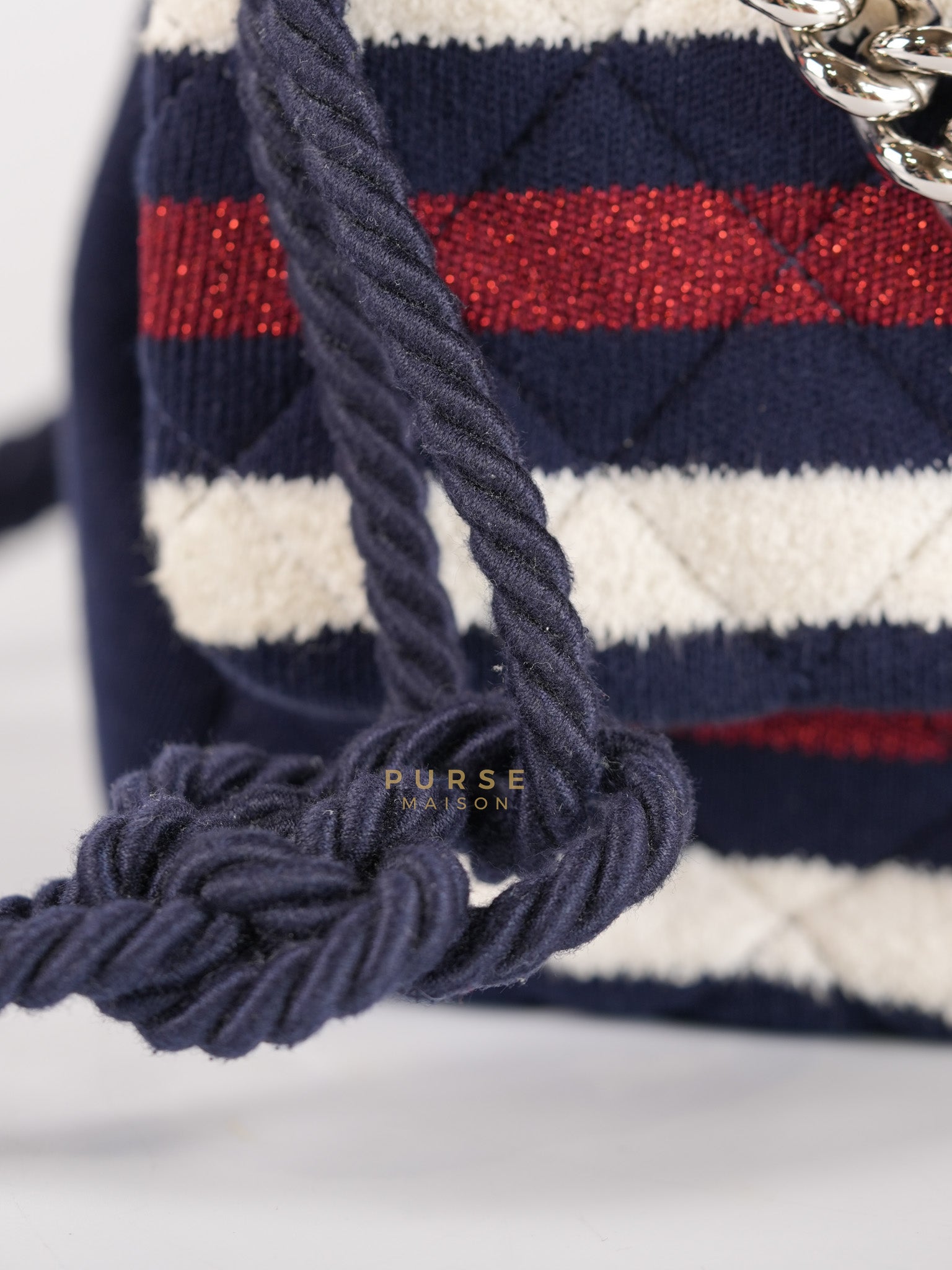 Stripe Flap Jumbo in Multicolor in Jersey Rope Silver Hardware Series 27 | Purse Maison Luxury Bags Shop