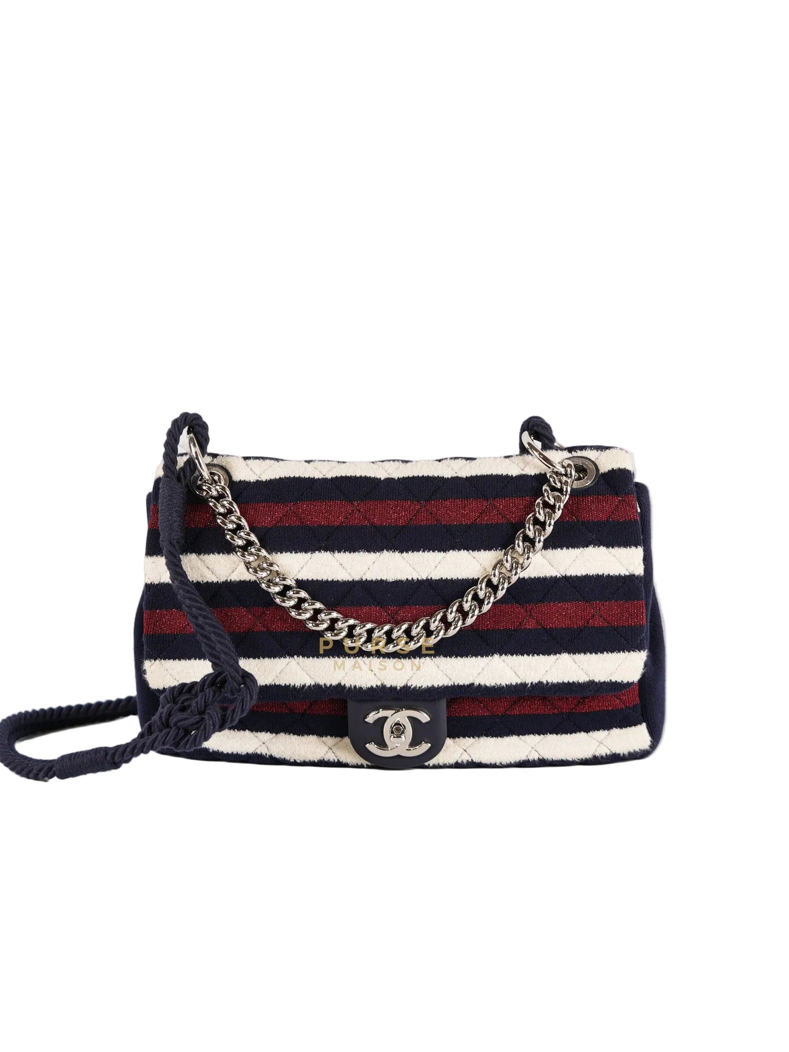 Stripe Flap Jumbo in Multicolor in Jersey Rope Silver Hardware Series 27 | Purse Maison Luxury Bags Shop