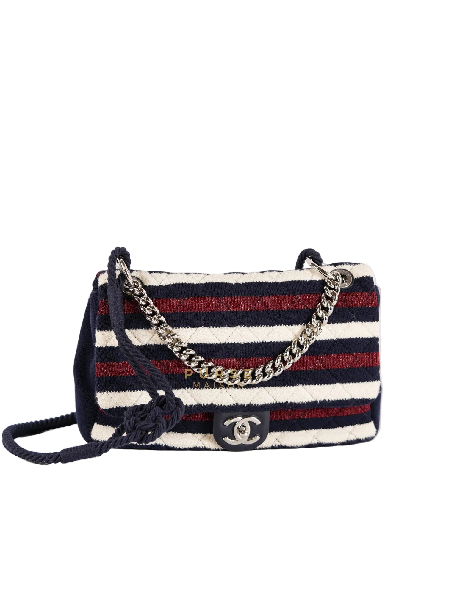 Stripe Flap Jumbo in Multicolor in Jersey Rope Silver Hardware Series 27 | Purse Maison Luxury Bags Shop