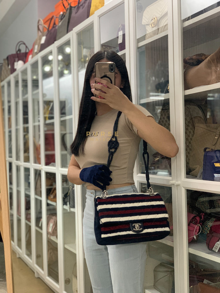 Stripe Flap Jumbo in Multicolor in Jersey Rope Silver Hardware Series 27 | Purse Maison Luxury Bags Shop