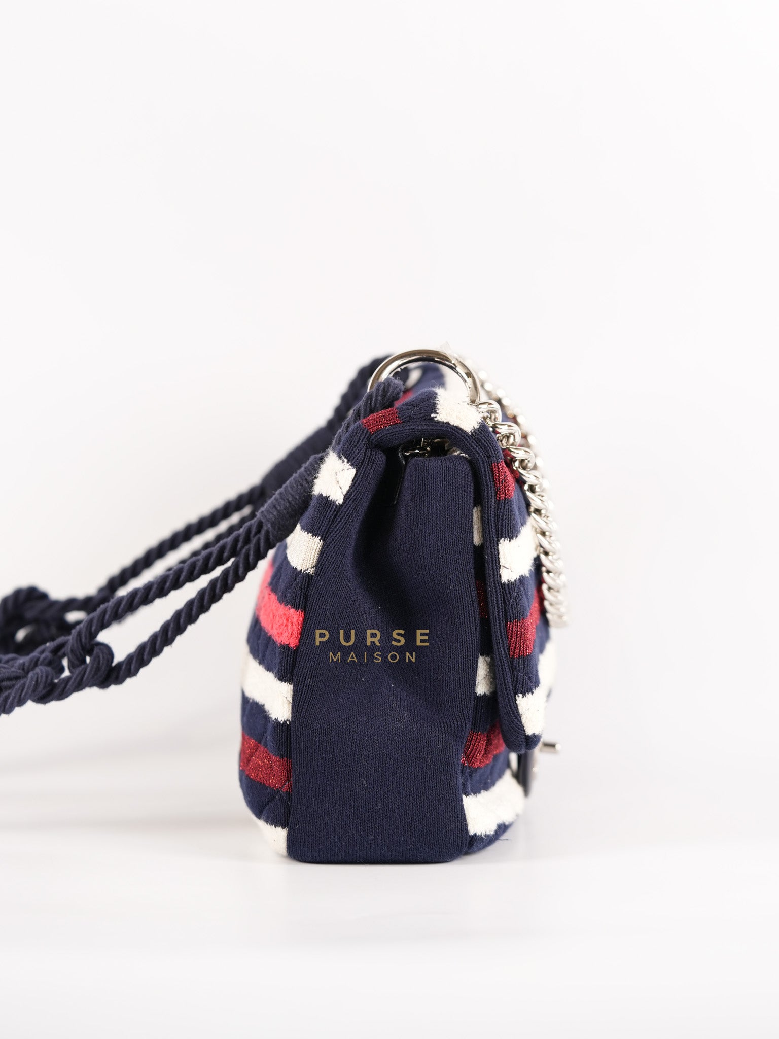 Stripe Flap Jumbo in Multicolor in Jersey Rope Silver Hardware Series 27 | Purse Maison Luxury Bags Shop