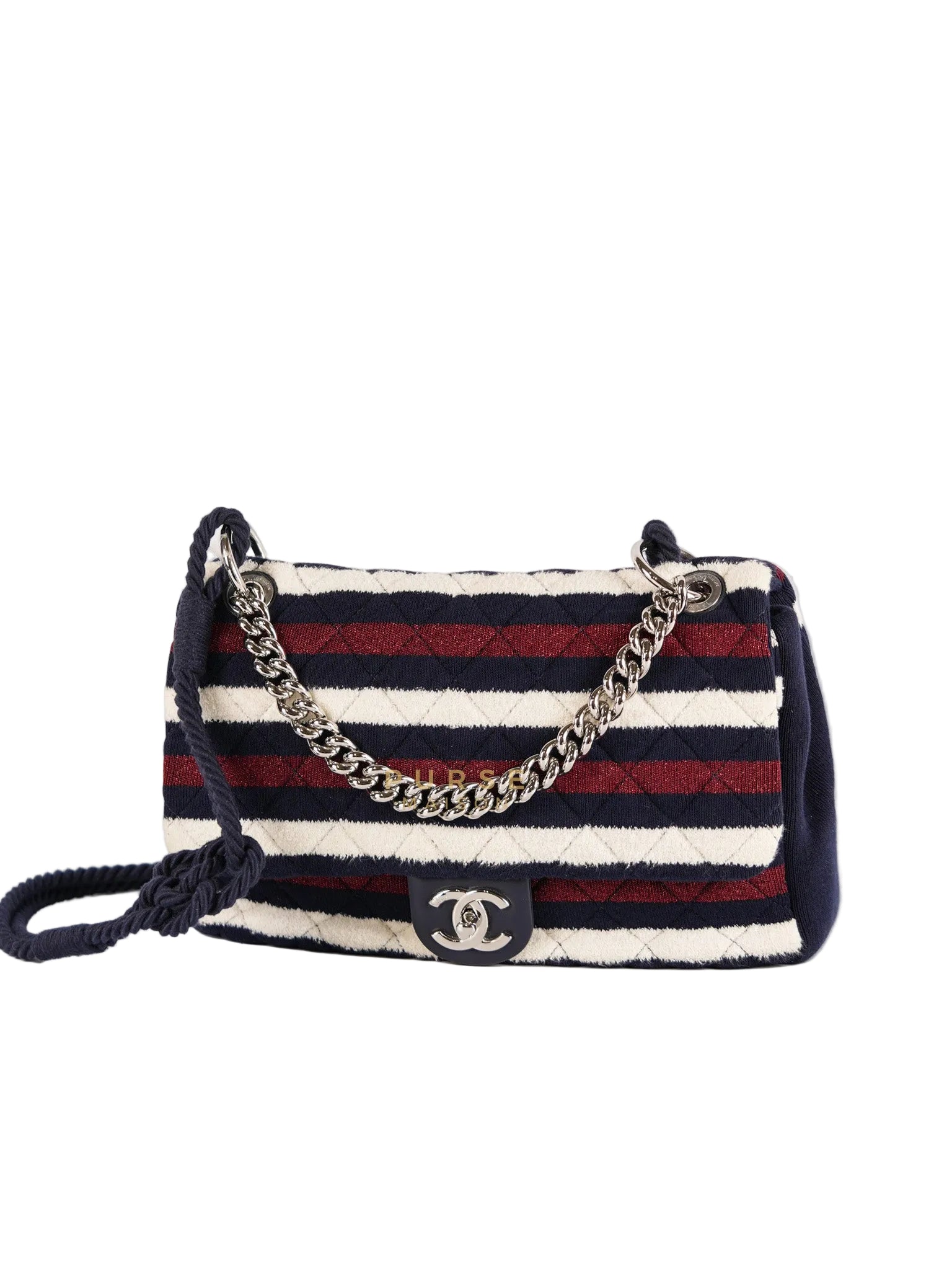 Stripe Flap Jumbo in Multicolor in Jersey Rope Silver Hardware Series 27 | Purse Maison Luxury Bags Shop