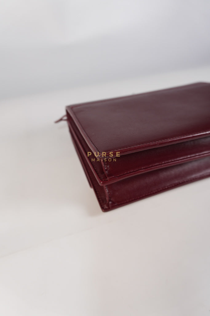Sunset Bag Medium in Burgundy Paris Wine Leather & Silver Hardware | Purse Maison Luxury Bags Shop