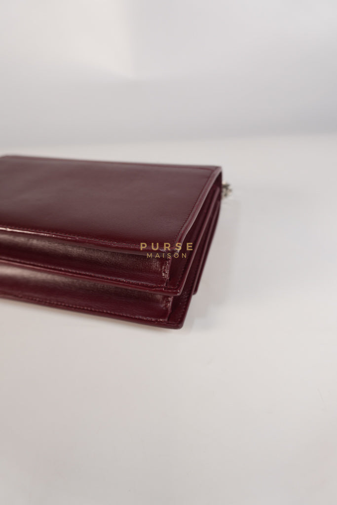 Sunset Bag Medium in Burgundy Paris Wine Leather & Silver Hardware | Purse Maison Luxury Bags Shop