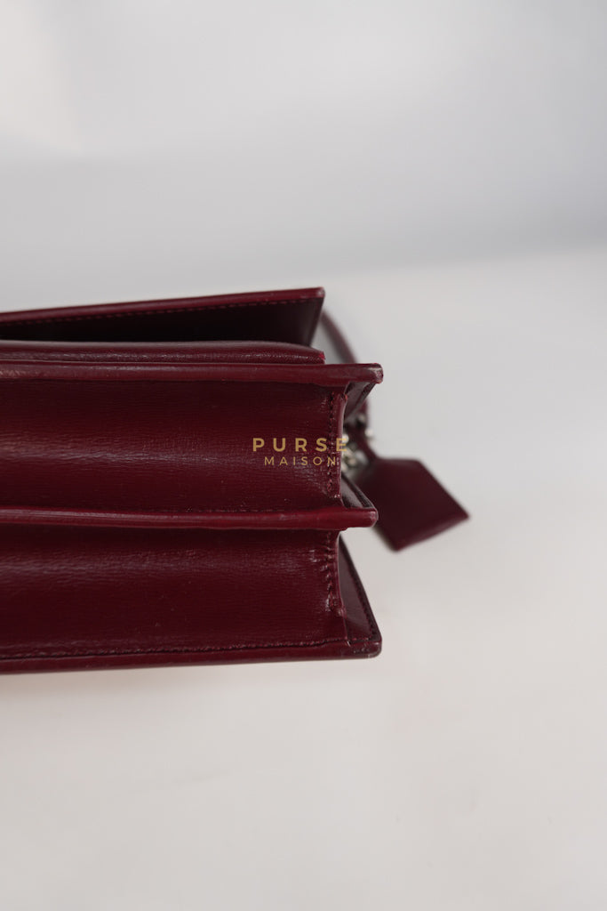 Sunset Bag Medium in Burgundy Paris Wine Leather & Silver Hardware | Purse Maison Luxury Bags Shop