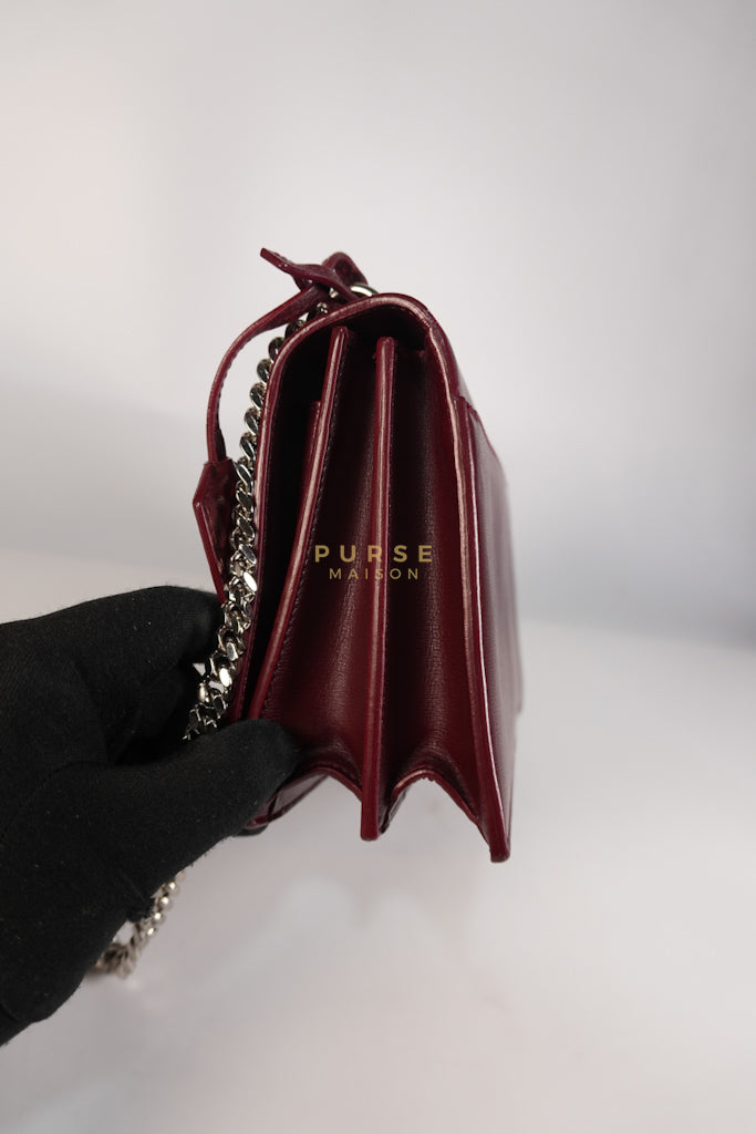 Sunset Bag Medium in Burgundy Paris Wine Leather & Silver Hardware | Purse Maison Luxury Bags Shop