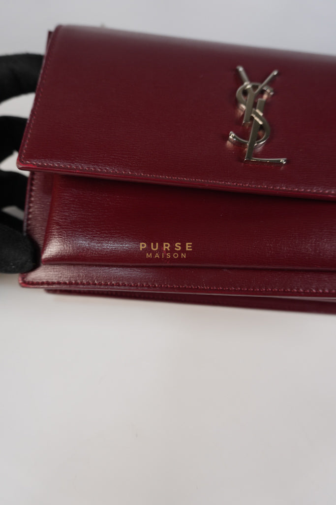 Sunset Bag Medium in Burgundy Paris Wine Leather & Silver Hardware | Purse Maison Luxury Bags Shop