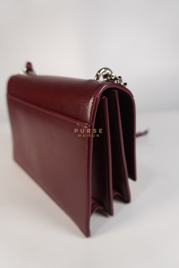 Sunset Bag Medium in Burgundy Paris Wine Leather & Silver Hardware | Purse Maison Luxury Bags Shop
