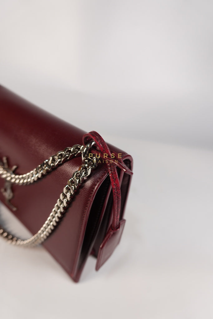 Sunset Bag Medium in Burgundy Paris Wine Leather & Silver Hardware | Purse Maison Luxury Bags Shop
