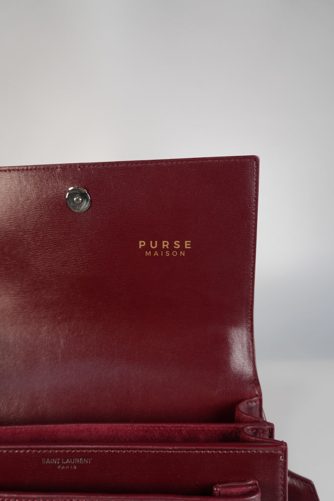 Sunset Bag Medium in Burgundy Paris Wine Leather & Silver Hardware | Purse Maison Luxury Bags Shop