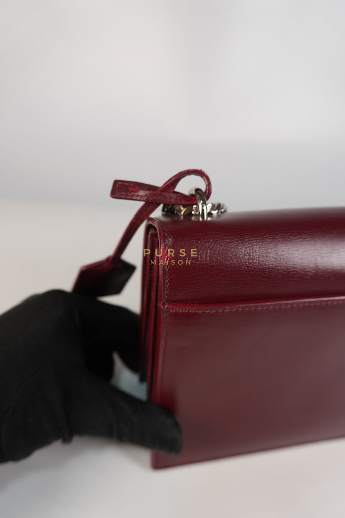 Sunset Bag Medium in Burgundy Paris Wine Leather & Silver Hardware | Purse Maison Luxury Bags Shop