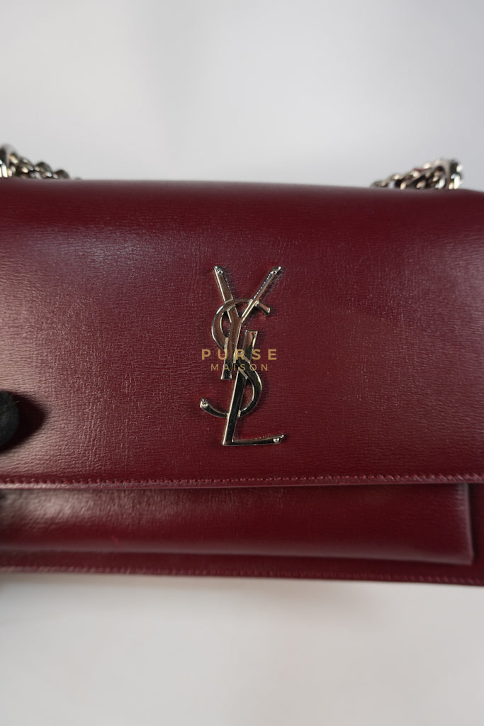 Sunset Bag Medium in Burgundy Paris Wine Leather & Silver Hardware | Purse Maison Luxury Bags Shop