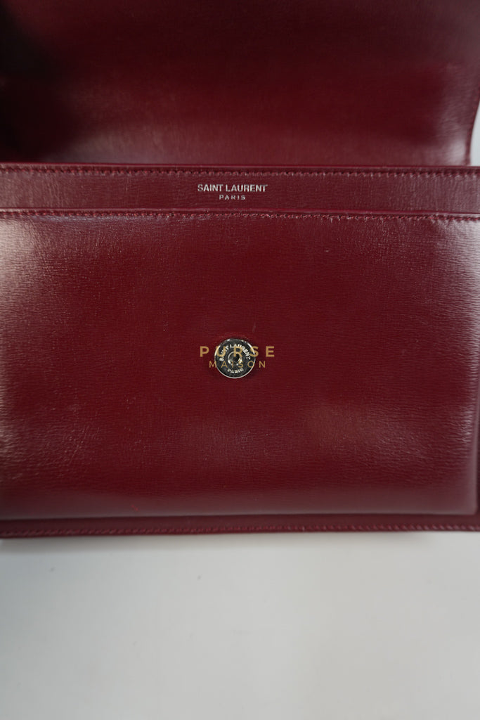 Sunset Bag Medium in Burgundy Paris Wine Leather & Silver Hardware | Purse Maison Luxury Bags Shop