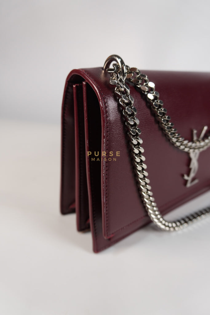 Sunset Bag Medium in Burgundy Paris Wine Leather & Silver Hardware | Purse Maison Luxury Bags Shop