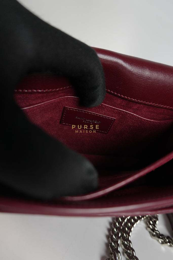 Sunset Bag Medium in Burgundy Paris Wine Leather & Silver Hardware | Purse Maison Luxury Bags Shop