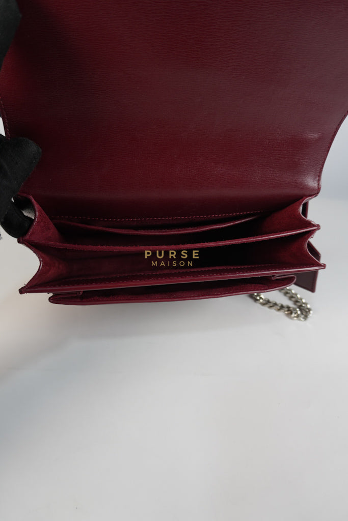 Sunset Bag Medium in Burgundy Paris Wine Leather & Silver Hardware | Purse Maison Luxury Bags Shop