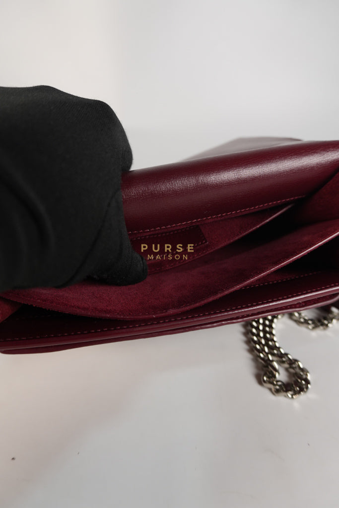 Sunset Bag Medium in Burgundy Paris Wine Leather & Silver Hardware | Purse Maison Luxury Bags Shop