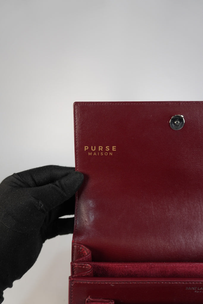 Sunset Bag Medium in Burgundy Paris Wine Leather & Silver Hardware | Purse Maison Luxury Bags Shop