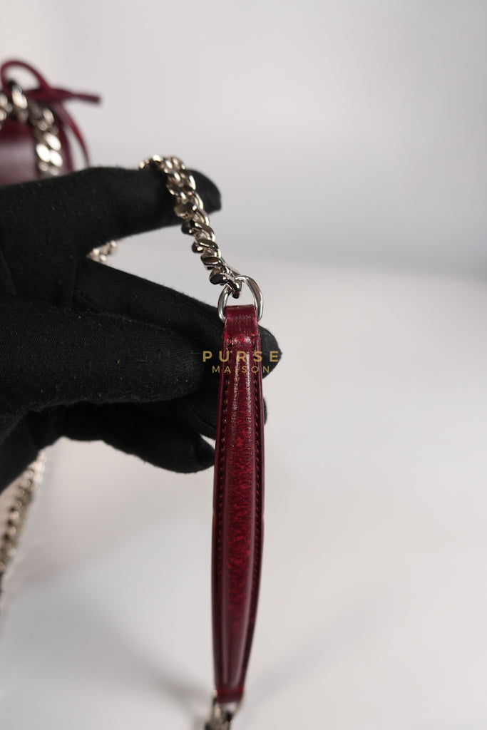 Sunset Bag Medium in Burgundy Paris Wine Leather & Silver Hardware | Purse Maison Luxury Bags Shop