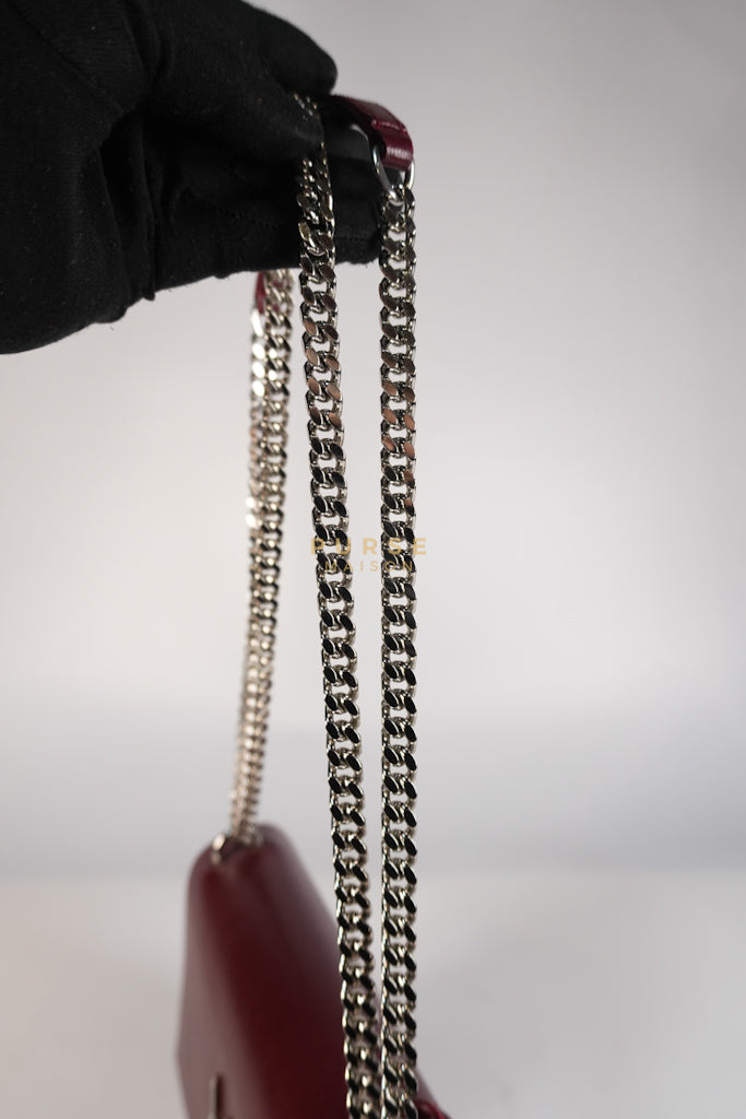 Sunset Bag Medium in Burgundy Paris Wine Leather & Silver Hardware | Purse Maison Luxury Bags Shop