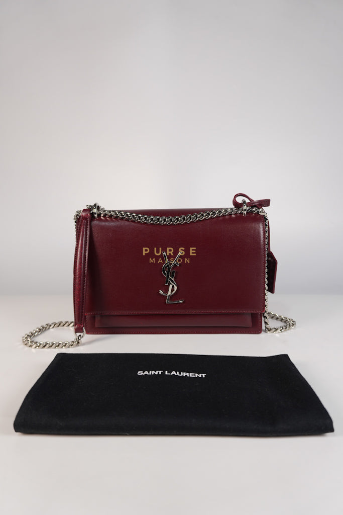 Sunset Bag Medium in Burgundy Paris Wine Leather & Silver Hardware | Purse Maison Luxury Bags Shop