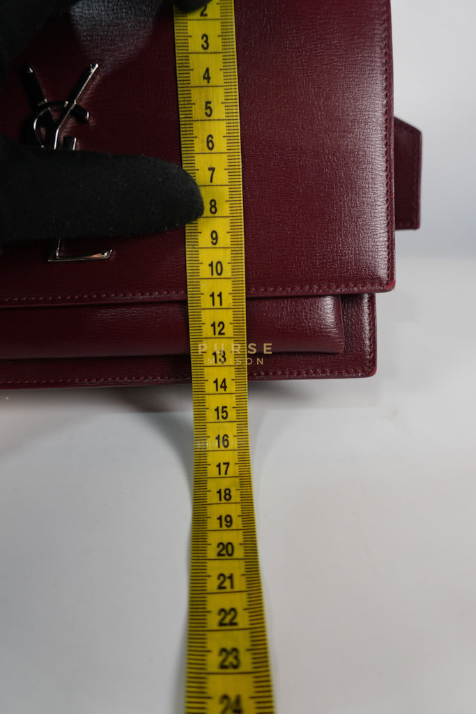 Sunset Bag Medium in Burgundy Paris Wine Leather & Silver Hardware | Purse Maison Luxury Bags Shop