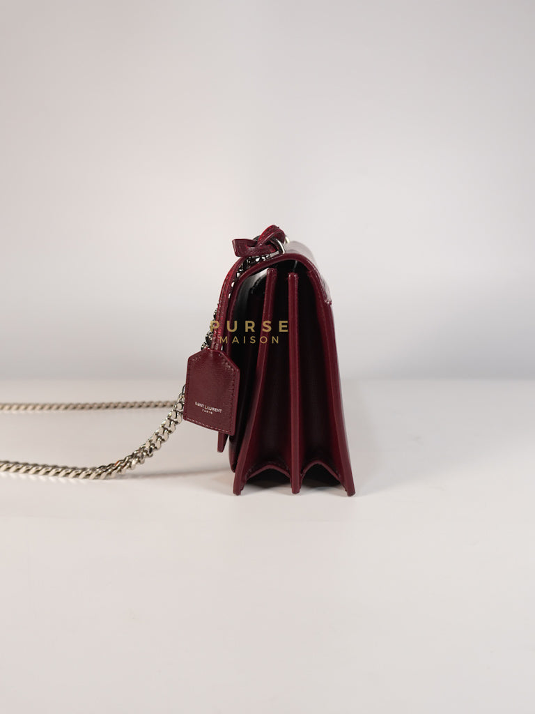 Sunset Bag Medium in Burgundy Paris Wine Leather & Silver Hardware | Purse Maison Luxury Bags Shop