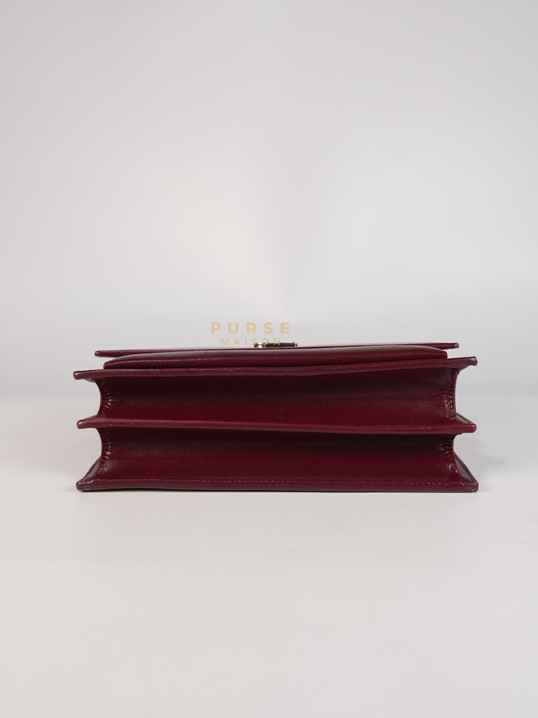 Sunset Bag Medium in Burgundy Paris Wine Leather & Silver Hardware | Purse Maison Luxury Bags Shop