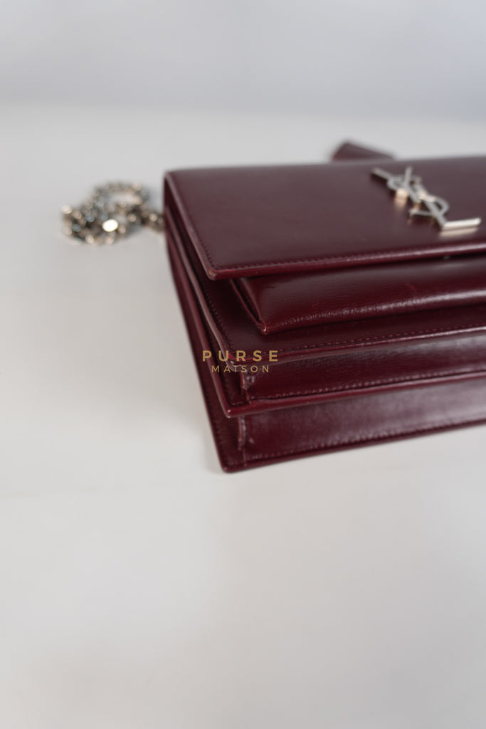 Sunset Bag Medium in Burgundy Paris Wine Leather & Silver Hardware | Purse Maison Luxury Bags Shop