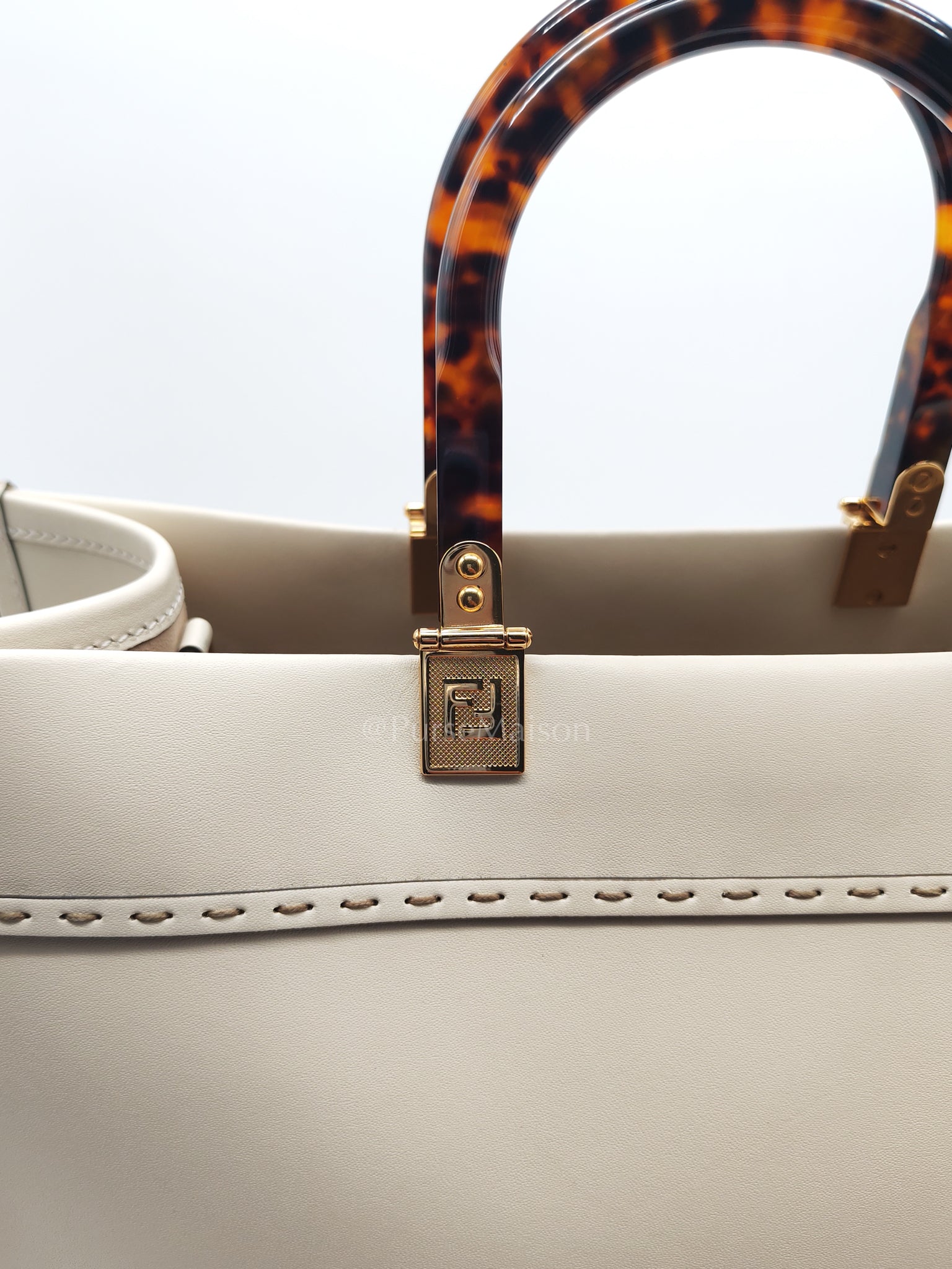 Sunshine Medium in White Smooth Calfskin Leather Tote Bag | Purse Maison Luxury Bags Shop