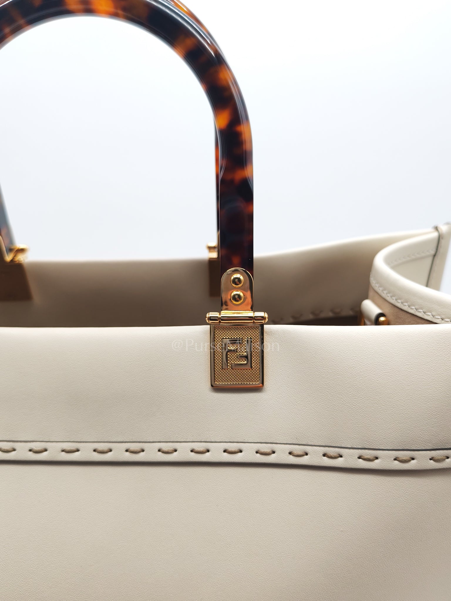 Sunshine Medium in White Smooth Calfskin Leather Tote Bag | Purse Maison Luxury Bags Shop