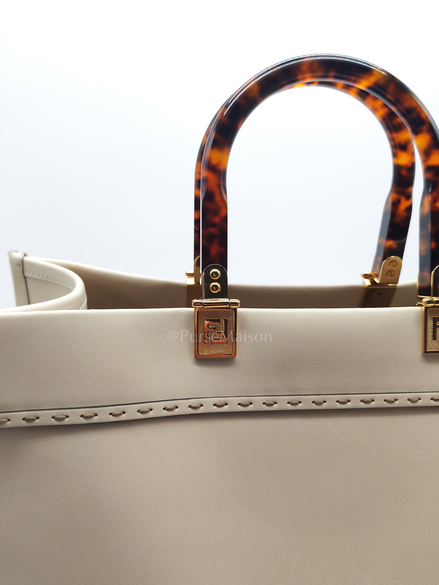 Sunshine Medium in White Smooth Calfskin Leather Tote Bag | Purse Maison Luxury Bags Shop