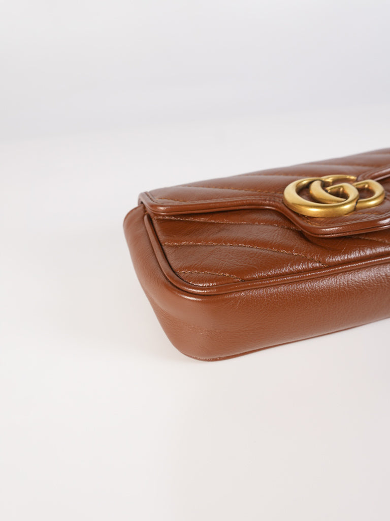 Super Mini Caramel Brown Marmont Chain Strap | Purse Maison Luxury Bags Shop