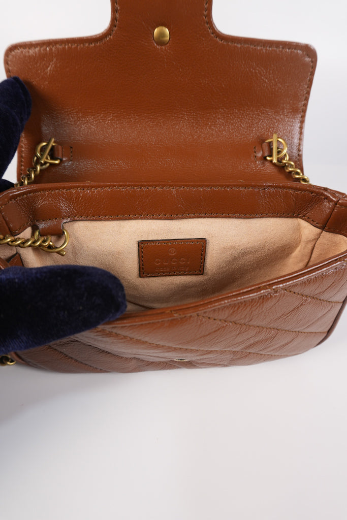 Super Mini Caramel Brown Marmont Chain Strap | Purse Maison Luxury Bags Shop